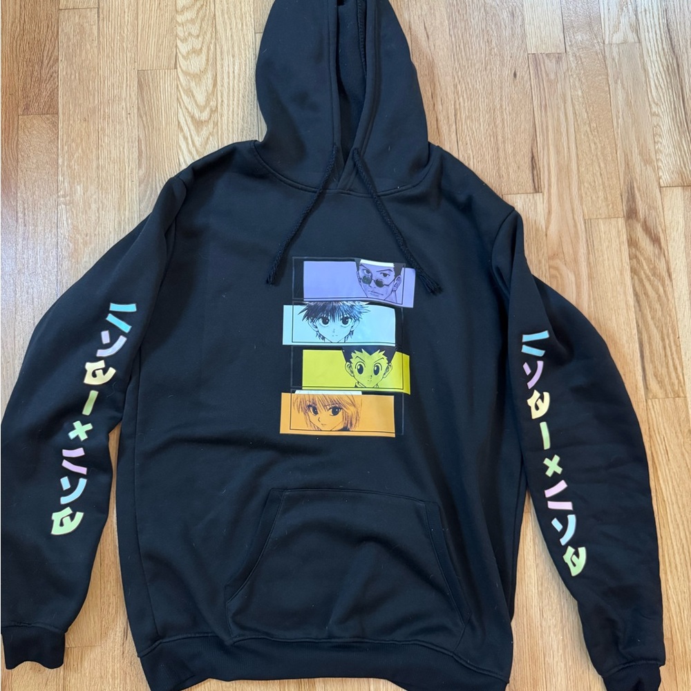 Black Graphic Hoodie with Anime Design
